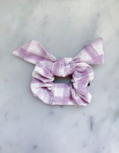 Lilac Watercolor Check Scrunchie Ties