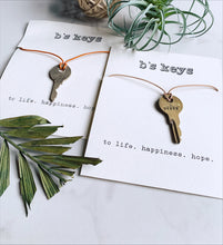Load image into Gallery viewer, NEW b&#39;s keys Double Side Recycled Stamped Key Necklace