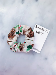 Holly Jolly Pinecones Christmas Scrunchie