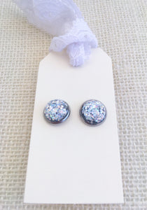 Silver Holographic Glitter 12mm Stud Earrings