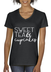 Sweet Tea and Cupcakes Crewneck Tee Shirt