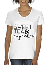 Load image into Gallery viewer, Sweet Tea and Cupcakes Crewneck Tee Shirt