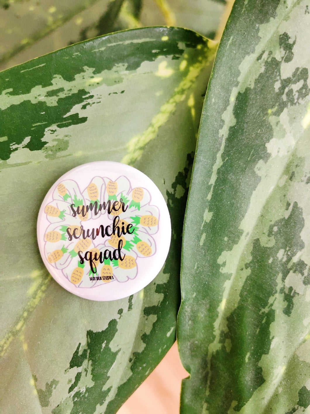 Limited Edition Sock Bun Studios 2019 Summer Scrunchie Squad Official Button