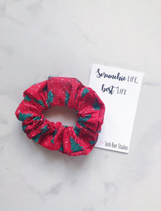 Red Sparkly Christmas Trees Scrunchie