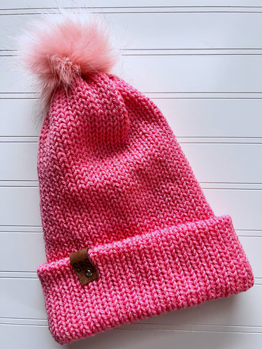 Coral Shimmer Knit Hat