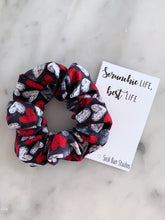 Load image into Gallery viewer, WEEKLY DUO Chalkboard Hearts Valentine’s Scrunchie Duo