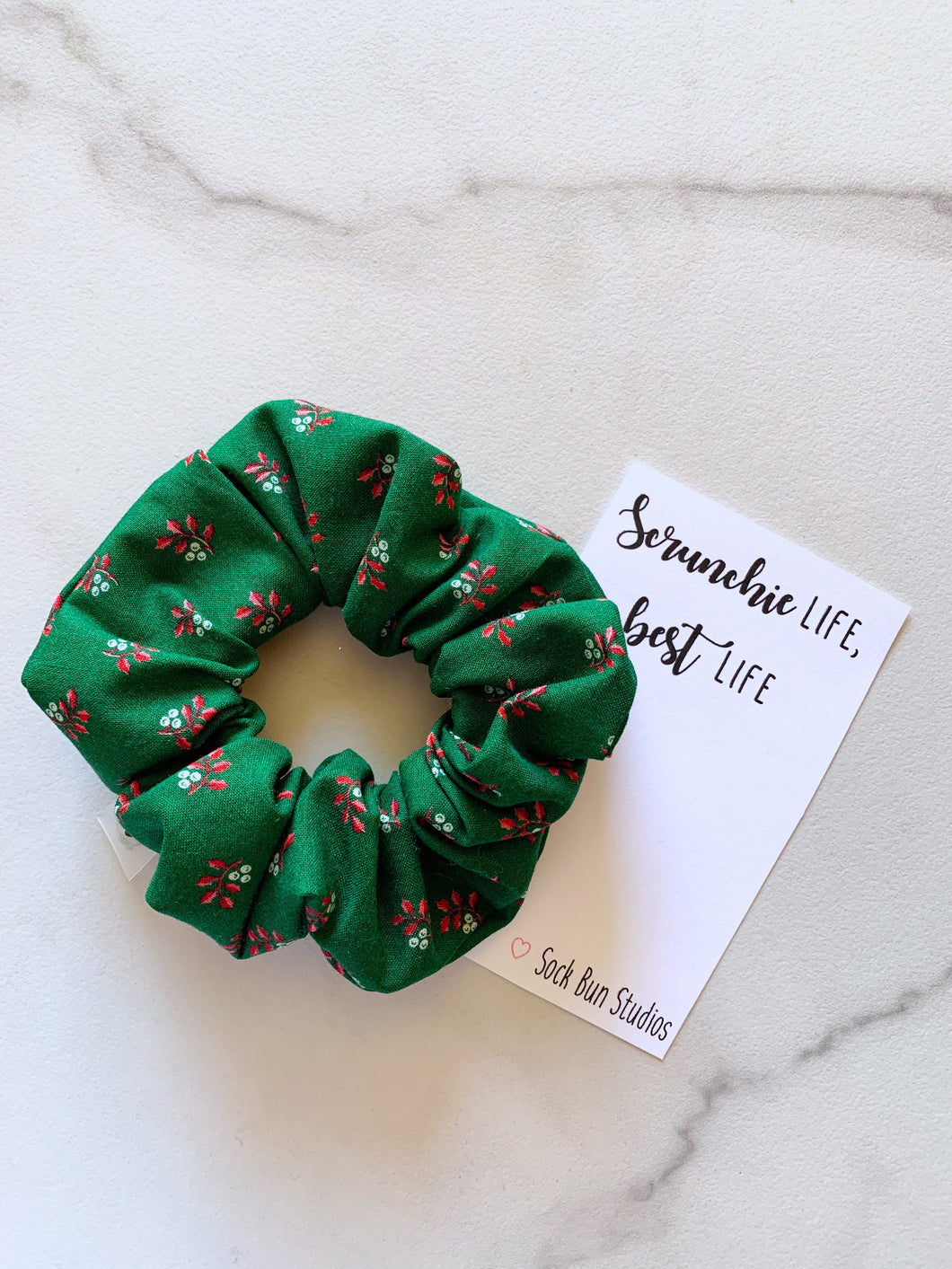SALE Throwback Christmas Holly Berries Toyland Scrunchie