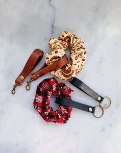 Scrunchie Key Ring Bracelet Leather Adapter