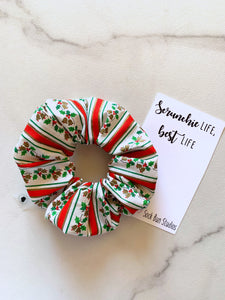 SALE Throwback Christmas Holly Bells Scrunchie