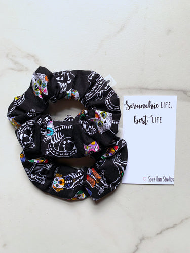 Skeleton Cats and Dogs  Scrunchie