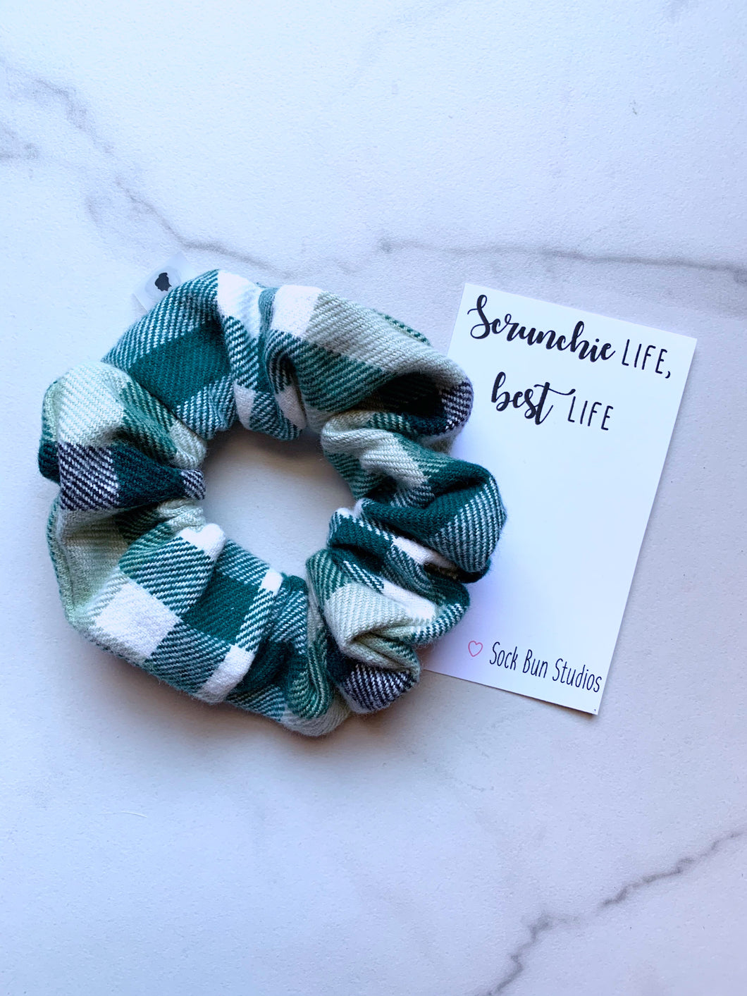 Evergreen Flannel Scrunchie