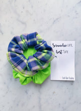 Load image into Gallery viewer, SALE WEEKLY DUO Neon Green Flannel Scrunchie Duo