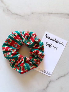 SALE Throwback Christmas Southwest Quilt Scrunchie
