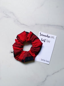 Red and Black Buffalo Check Scrunchie
